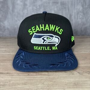 Seattle Seahawks NFL Draft 9FIFTY Snapback Hat Cap New Era Black Blue
